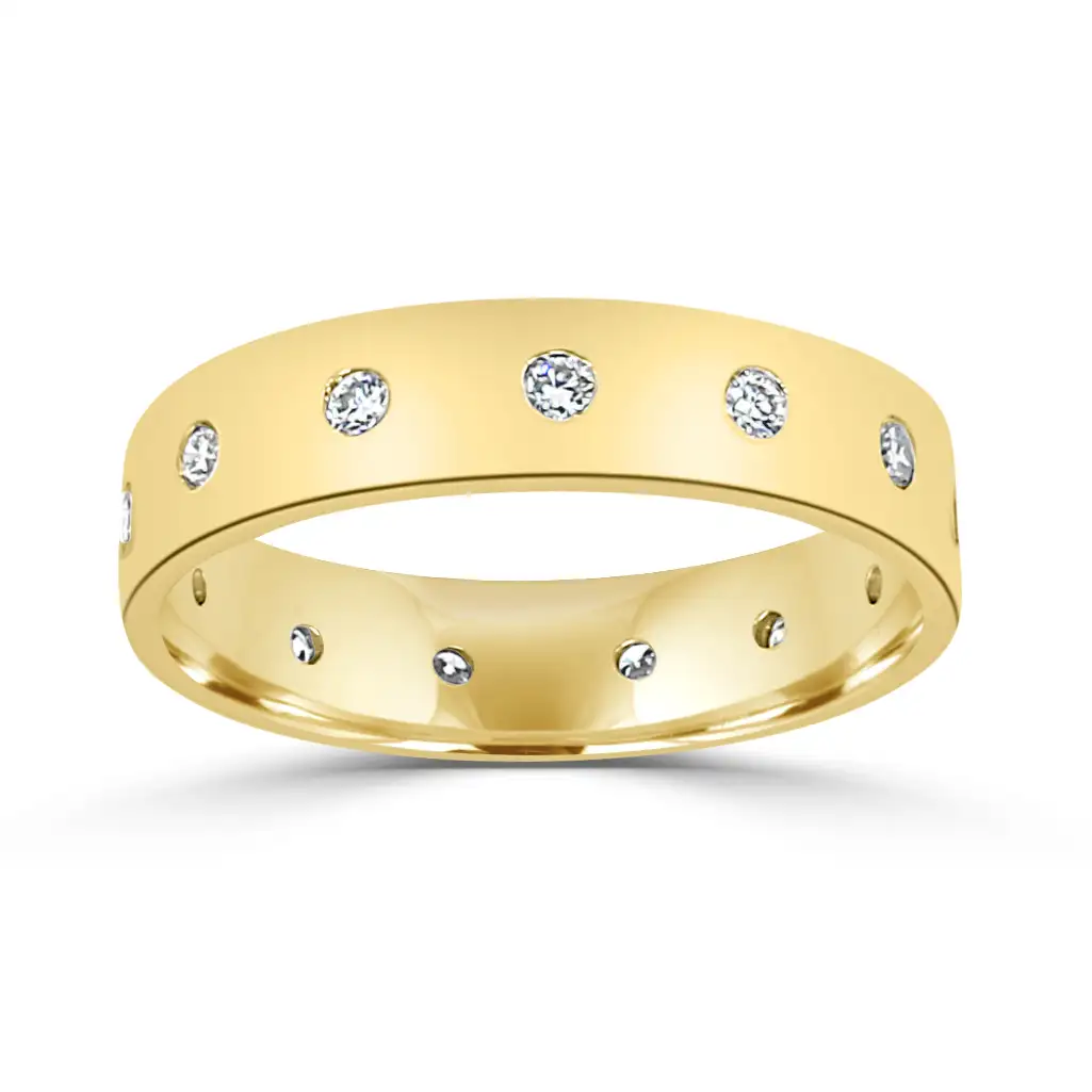 Yellow Gold Giada Burnished Eternity Wedding Ring