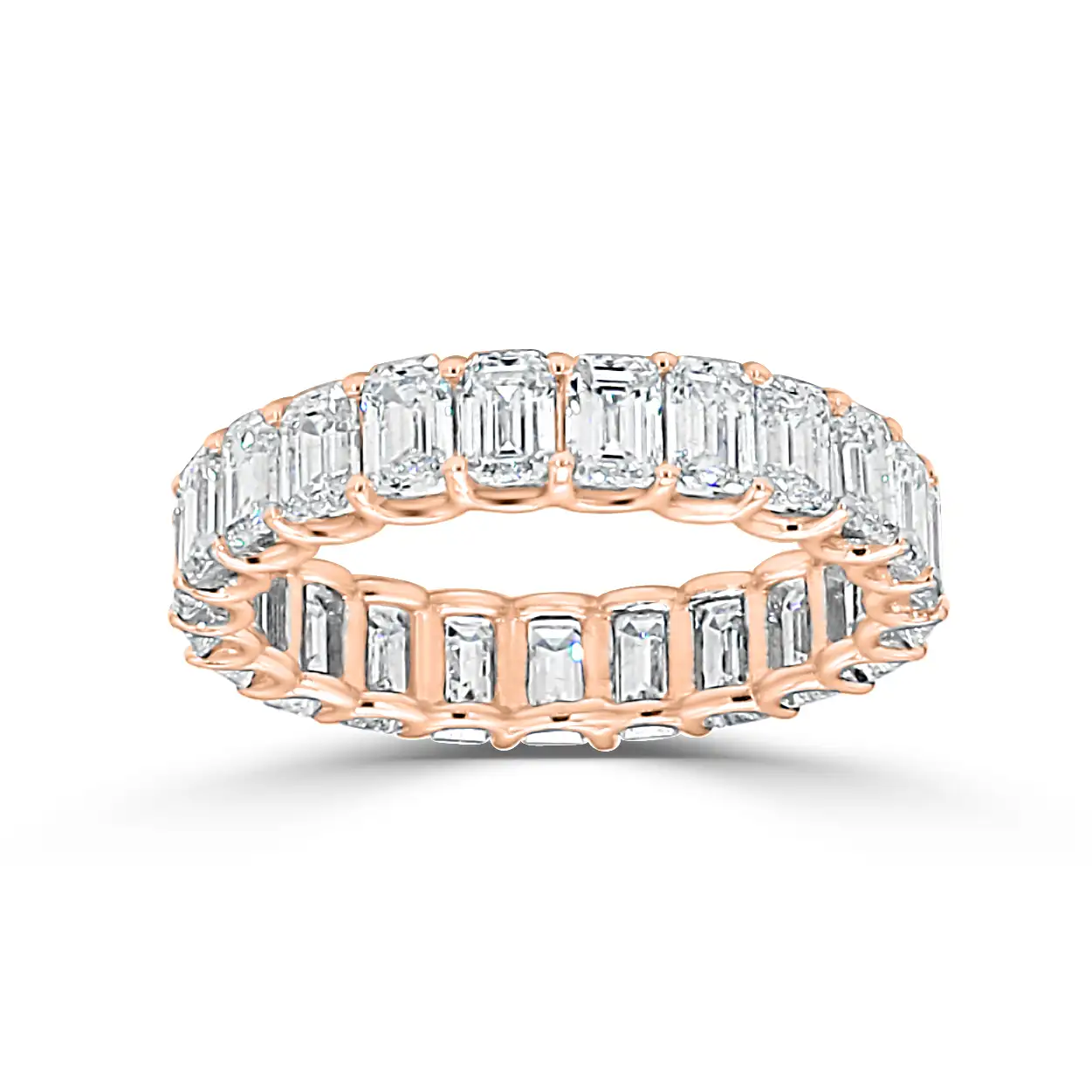 Rose Gold Gorgeous Emerald Wedding Ring With U-Prongs