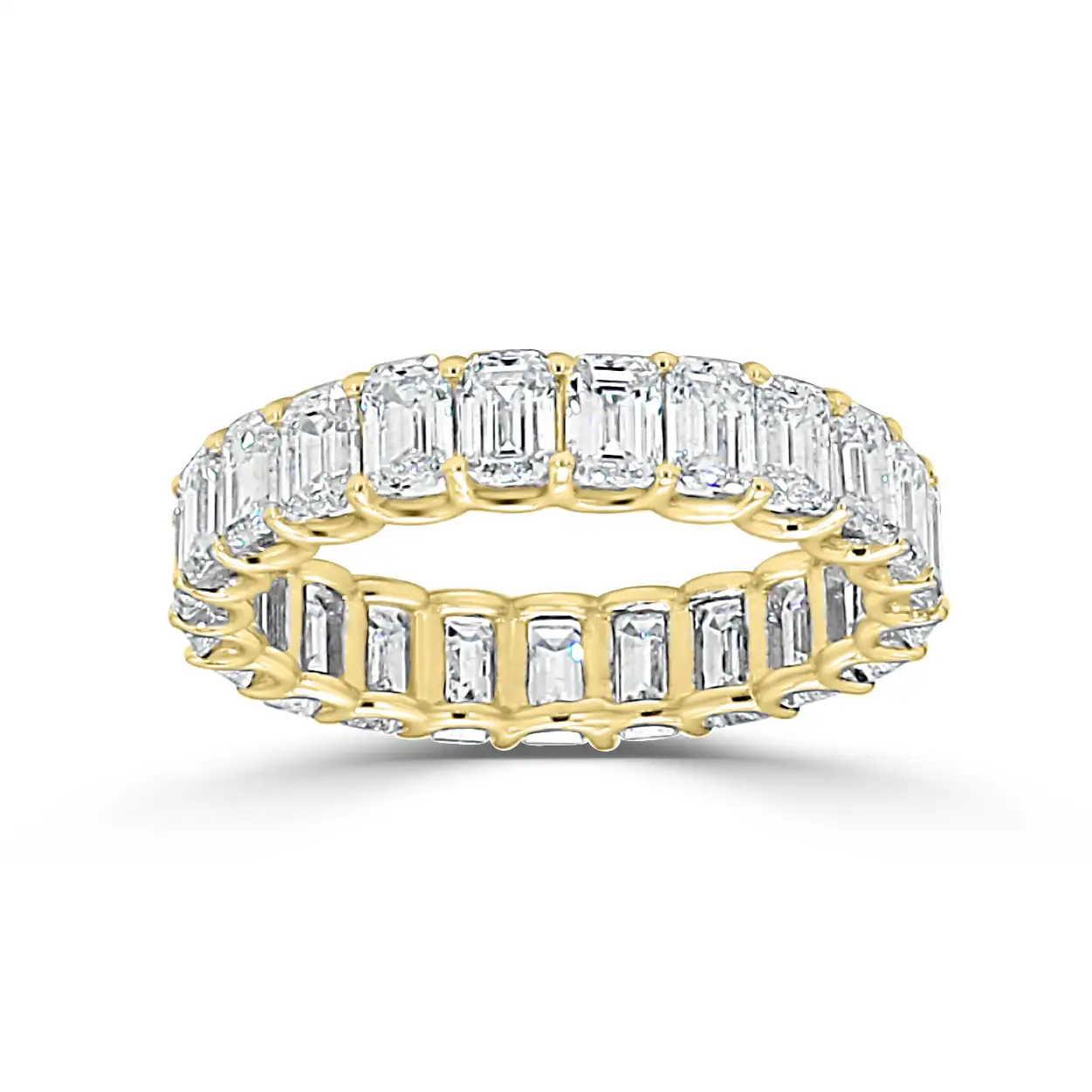 Yellow Gold Gorgeous Emerald Wedding Ring With U-Prongs