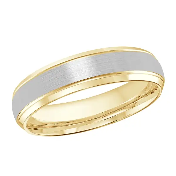 Yellow Gold Metro Two-Tone Grooved Line Wedding Ring – 5.00mm