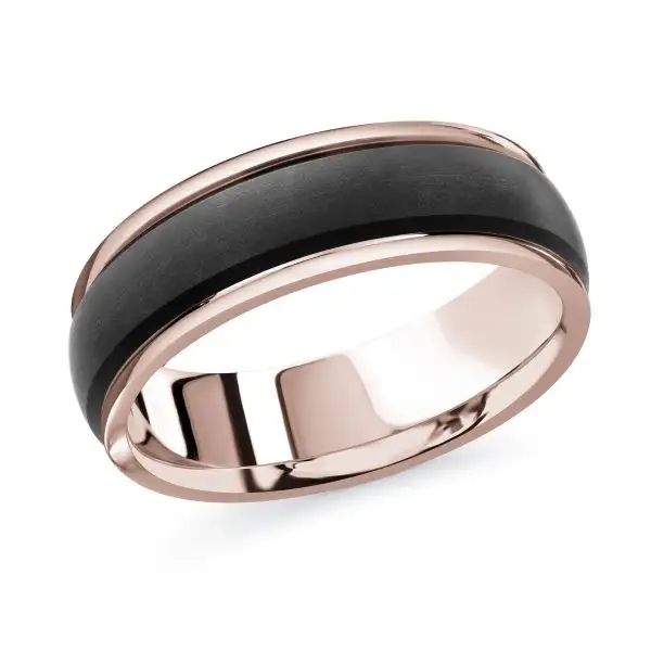 Rose Gold Blaine Men’s Two-Tone Carbon Fiber & Gold Wedding Ring