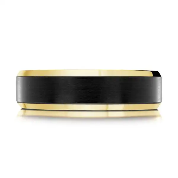 Yellow Gold Two-Tone Carbon Fiber Wedding Band For Men jewelry store near me