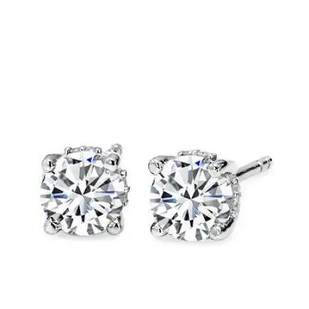 White Gold Hidden Halo Diamond Stud Earrings for Everyday Use