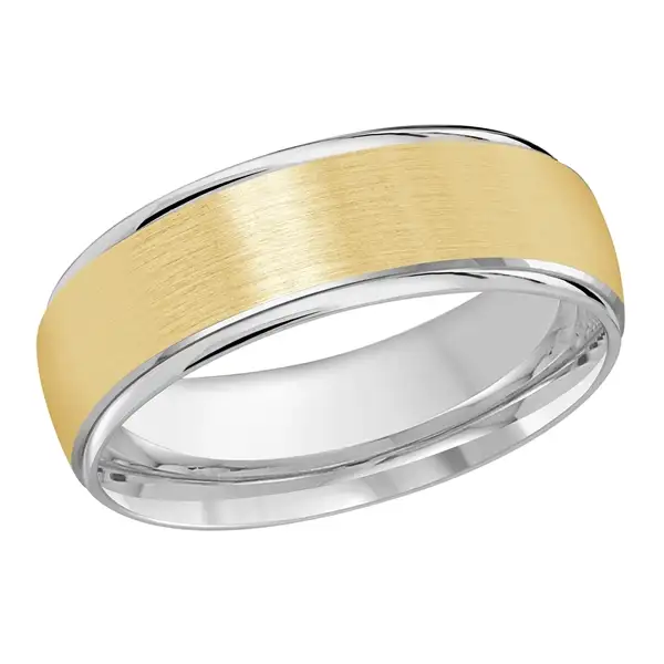 Yellow Gold Greenwich Domed Two-Tone Wedding Ring – 7 Mm