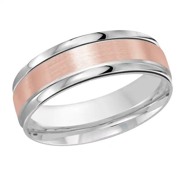 Rose Gold Ascot Two-Tone Rounded Edge Wedding Ring – 7 mm