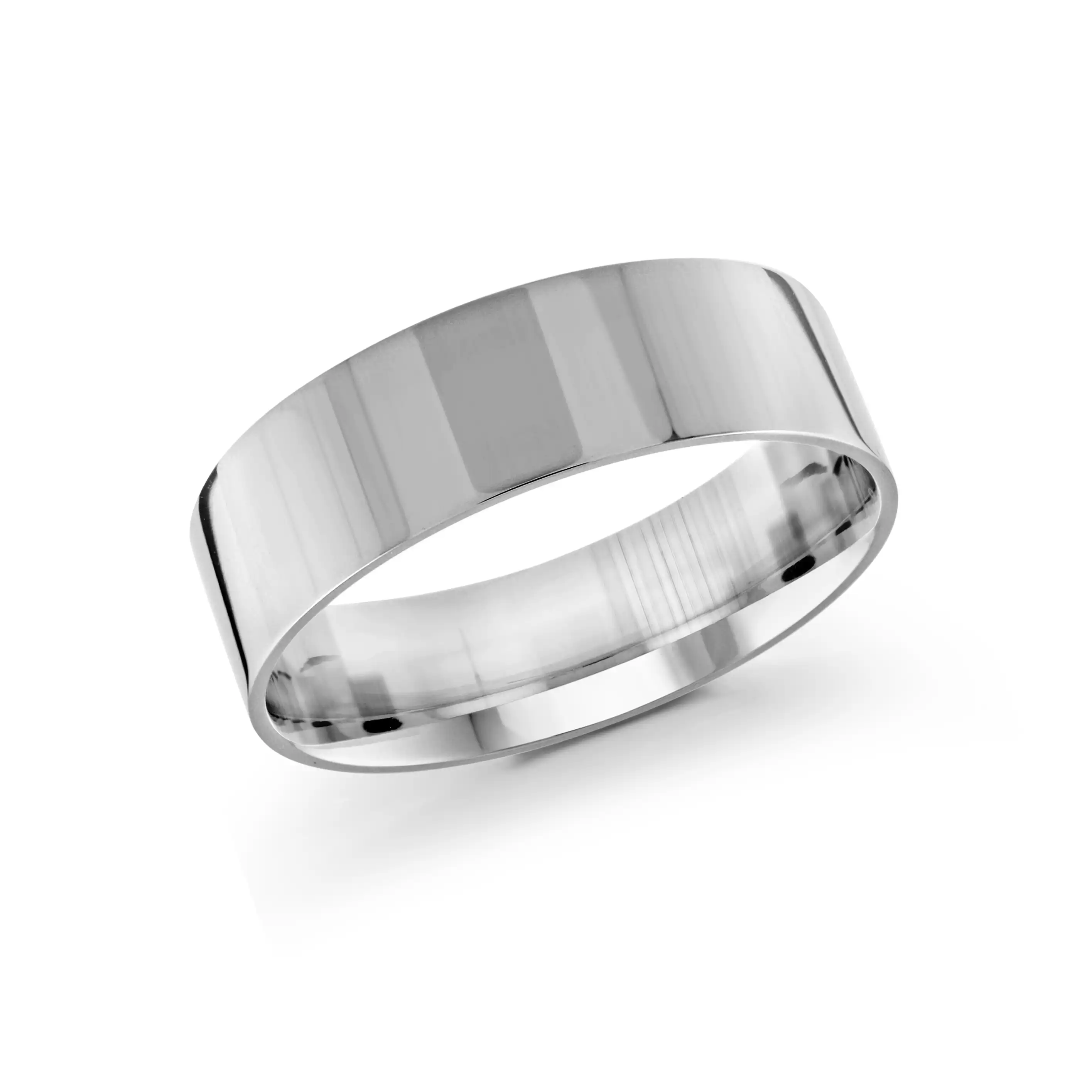 White Gold Flat Wedding Ring For Men