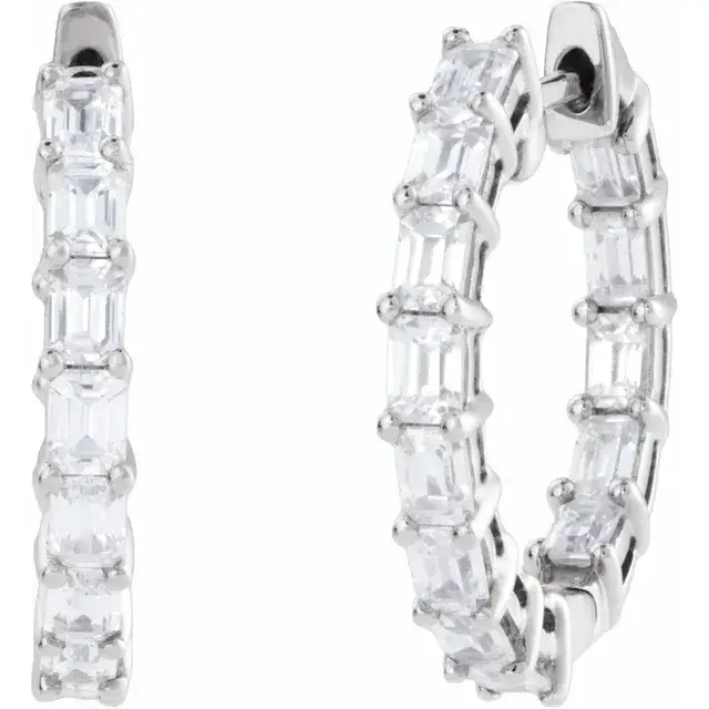 White Gold Iceland Emerald Cut Diamond Hoops jewelry store near me