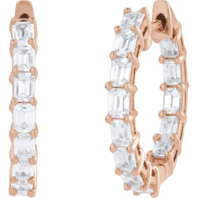 Rose Gold Iceland Emerald Cut Diamond Hoops jewelry store near me