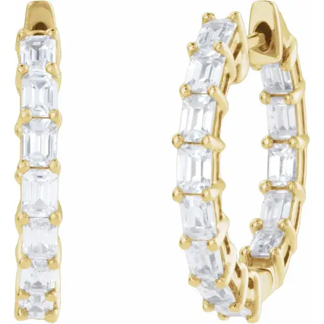 Yellow Gold Iceland Emerald Cut Diamond Hoops jewelry store near me