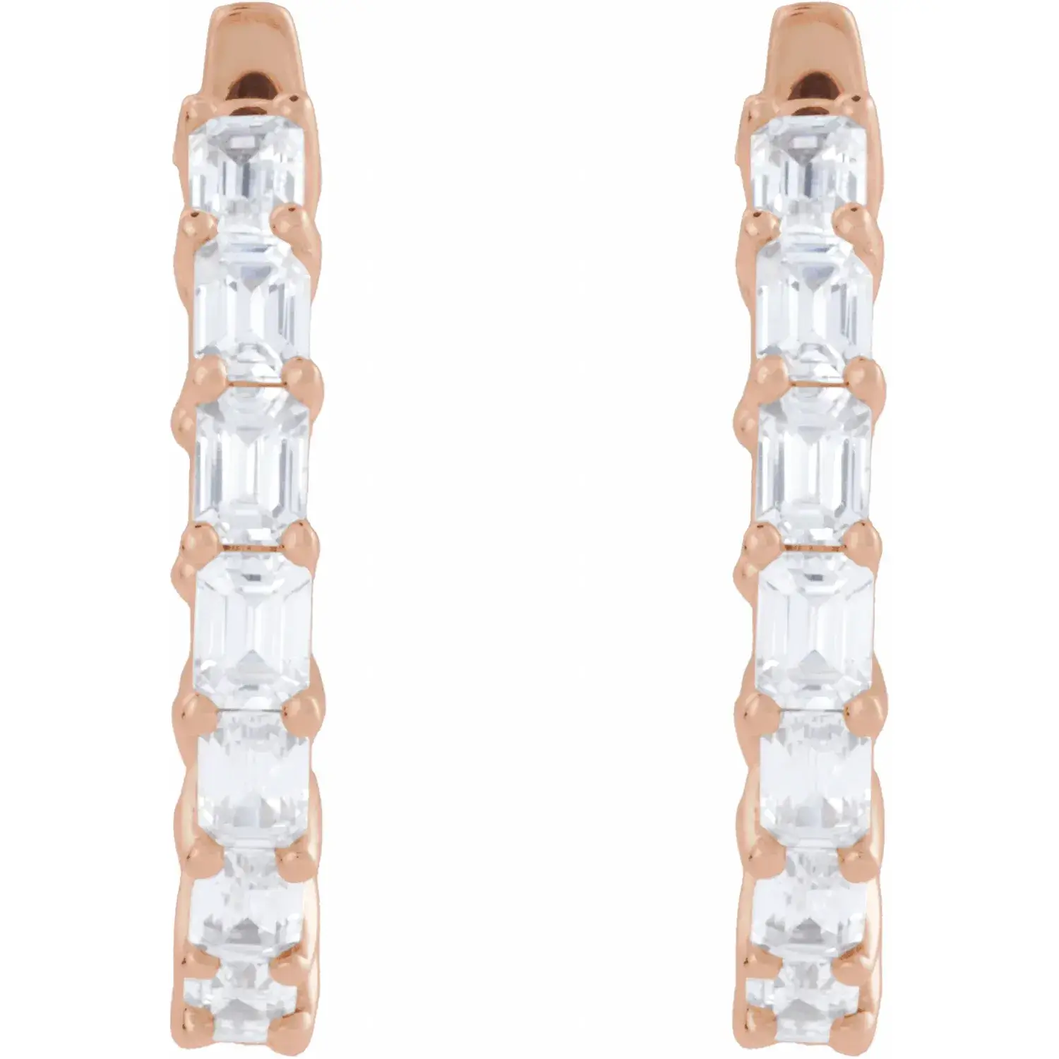 Rose Gold Iceland Emerald Cut Lab Diamond Hoops jewelry Wabash avenue