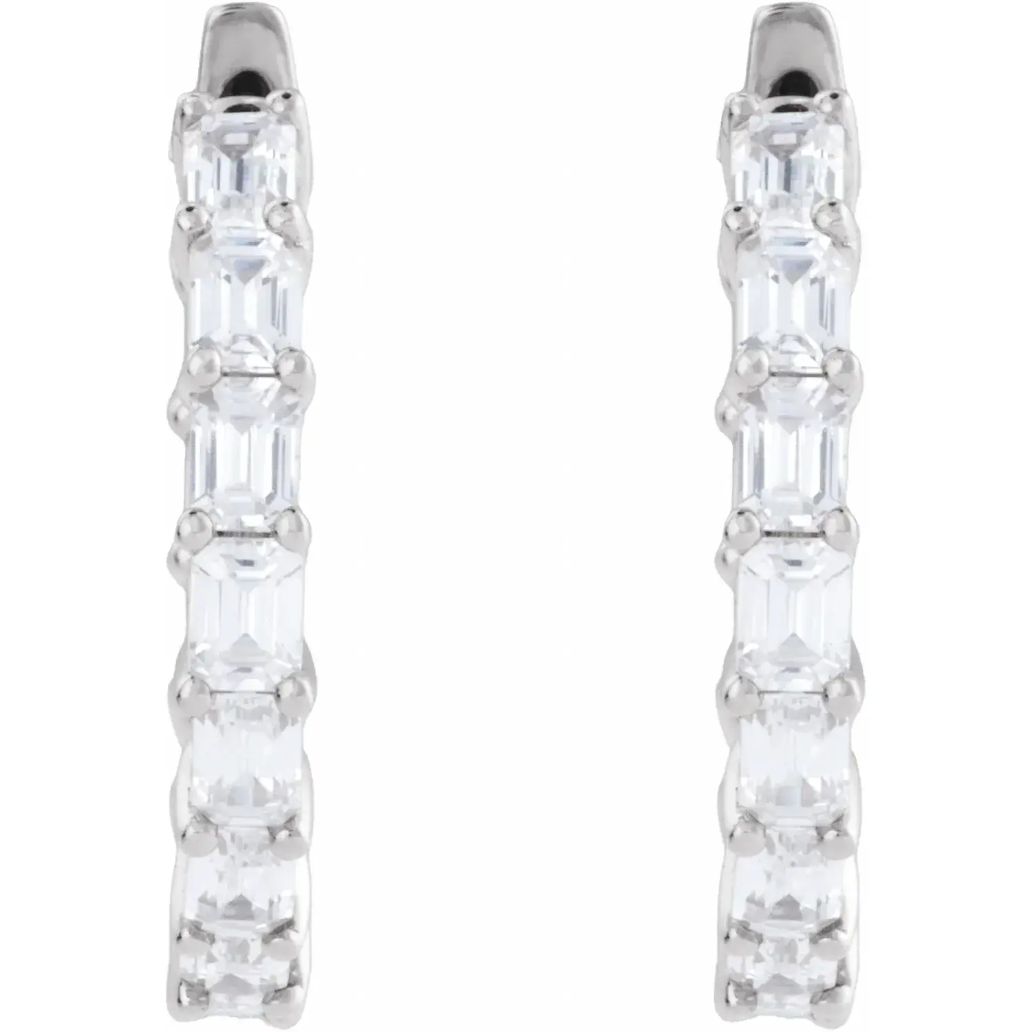 White Gold Iceland Emerald Cut Diamond Hoops jewelry Wabash avenue