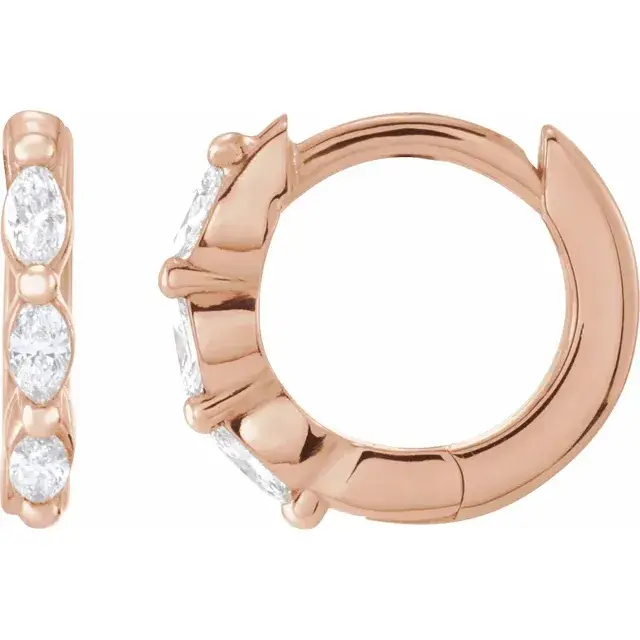 Rose Gold All Eyes On You Marquise Lab Diamond Hoops