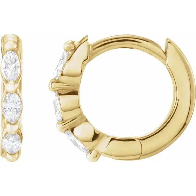 Yellow Gold All Eyes On You Marquise Lab Diamond Hoops