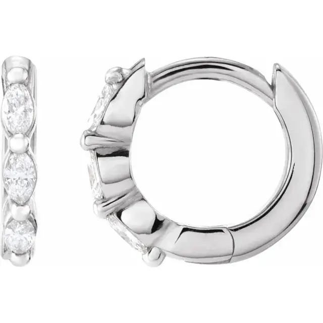 White Gold All Eyes On You Marquise Diamond Hoops