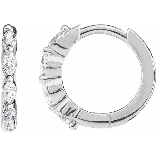 White Gold All Eyes On You Marquise Lab Diamond Hoops
