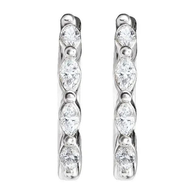 White Gold All Eyes On You Marquise Lab Diamond Hoops jewelry store near me