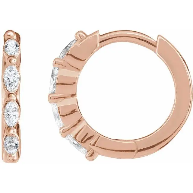 Rose Gold All Eyes On You Marquise Lab Diamond Hoops