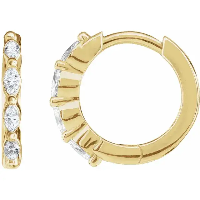 Yellow Gold All Eyes On You Marquise Lab Diamond Hoops