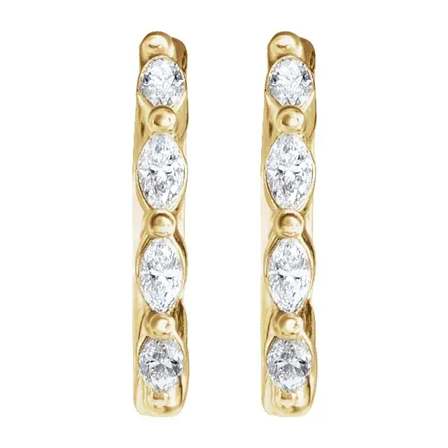Yellow Gold All Eyes On You Marquise Lab Diamond Hoops jewelry store near me