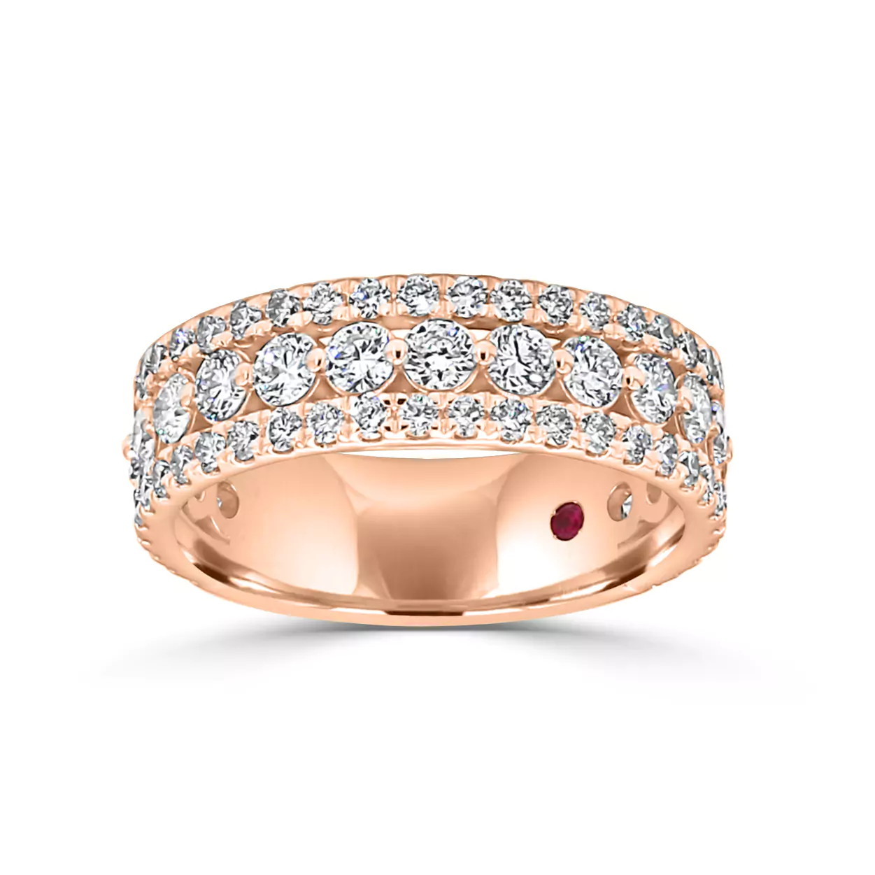 Rose Gold Seine Three Row Diamond Anniversary Ring