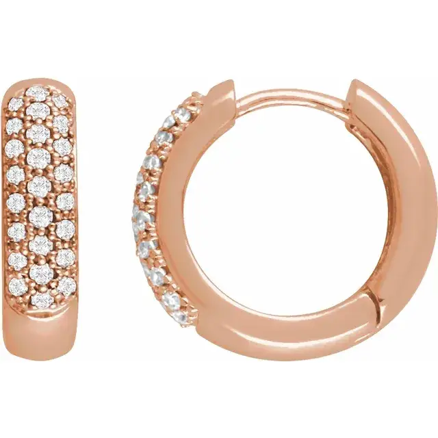 Rose Gold Pave Lab Diamond Hoops