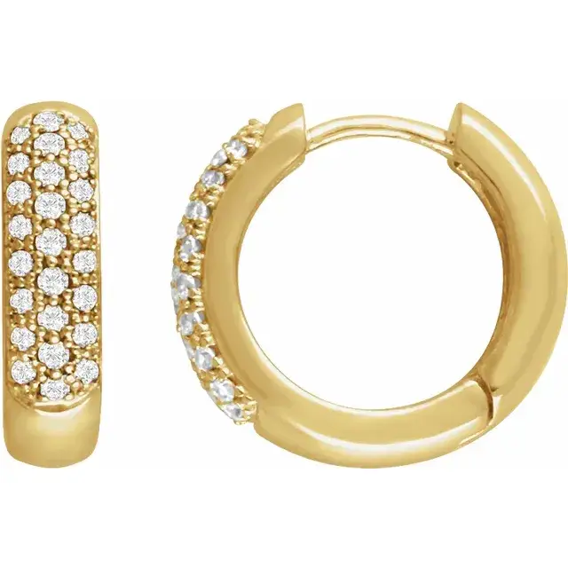 Yellow Gold Pave Lab Diamond Hoops