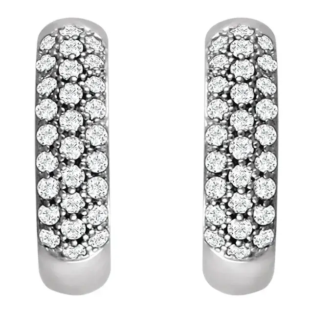 White Gold Belgian Pave Diamond Hoops Earrings jewelry store near me