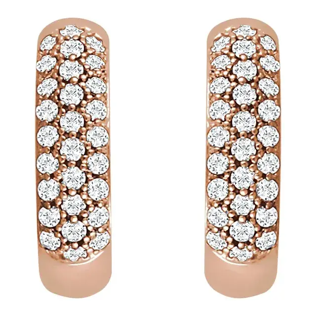 Rose Gold Belgian Pave Diamond Hoops Earrings jewelry store near me