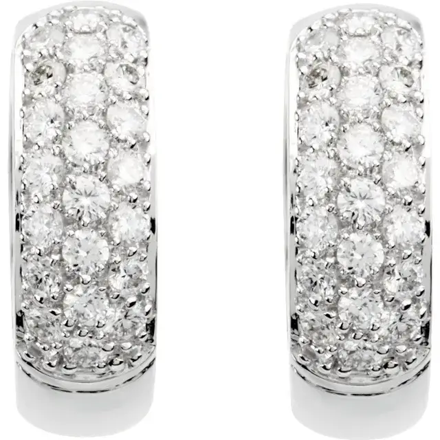 White Gold Belgian Pave Diamond Hoops Earrings jewelry store near me