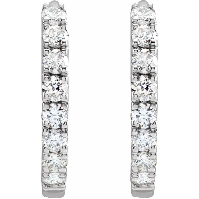 White Gold French Pave Huggie Hoop Earrings jewelry store near me
