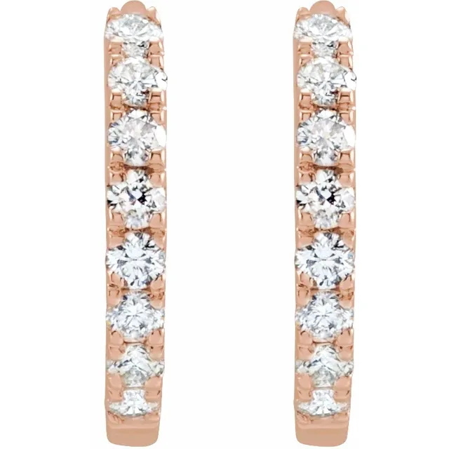Rose Gold French Pave Huggie Hoop Earrings jewelry store near me