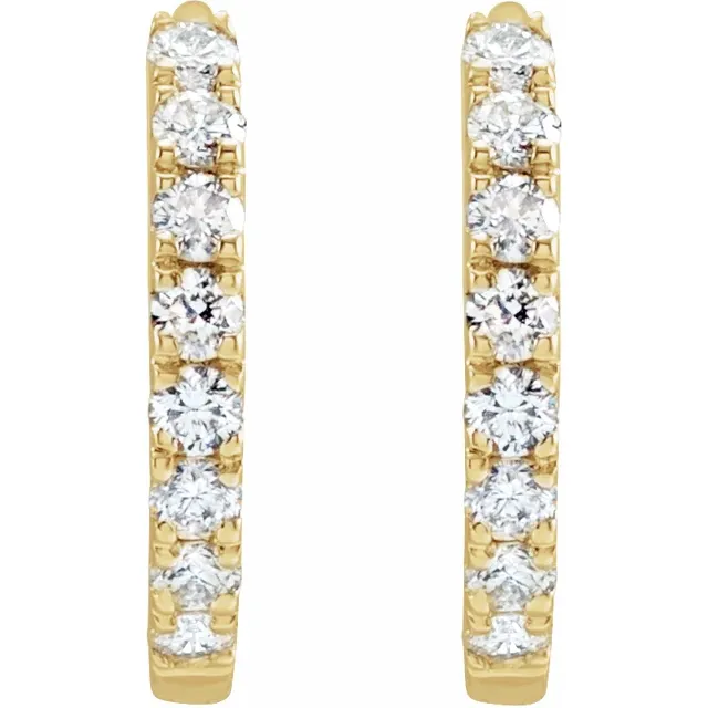 Yellow Gold French Pave Huggie Hoop Earrings jewelry store near me
