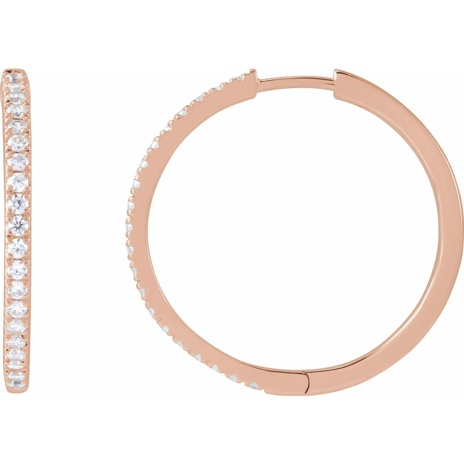Rose Gold French Pave Huggie Hoop Earrings