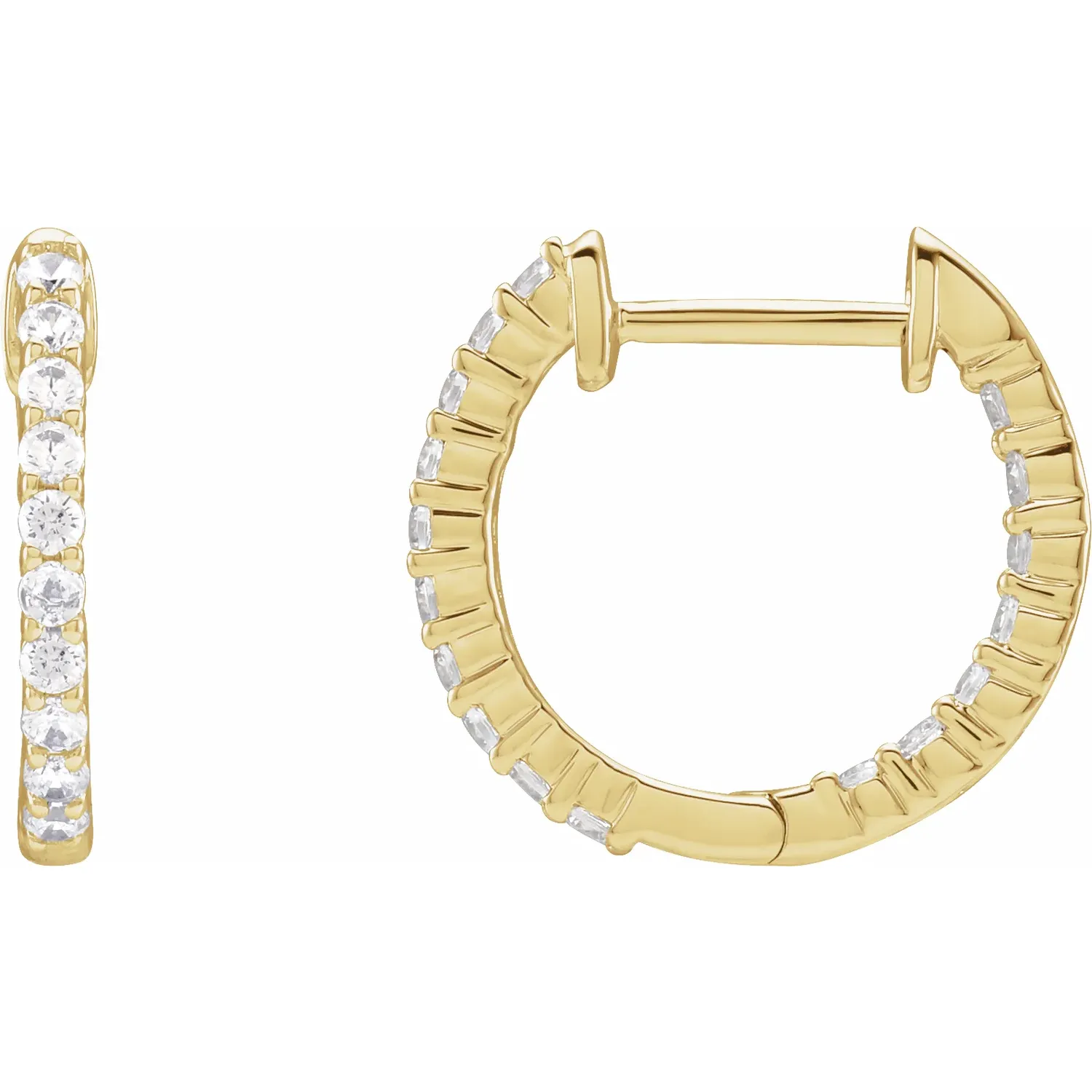 Yellow Gold Perfect Gift Diamond Huggie Hoops