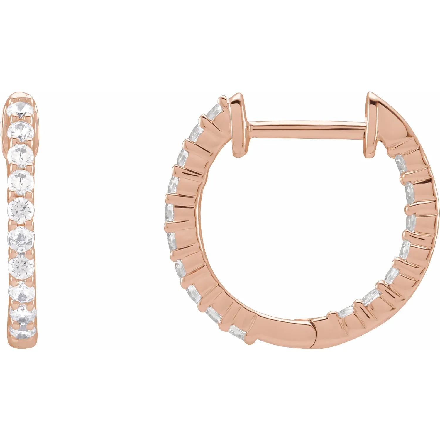 Rose Gold Perfect Gift Diamond Huggie Hoops