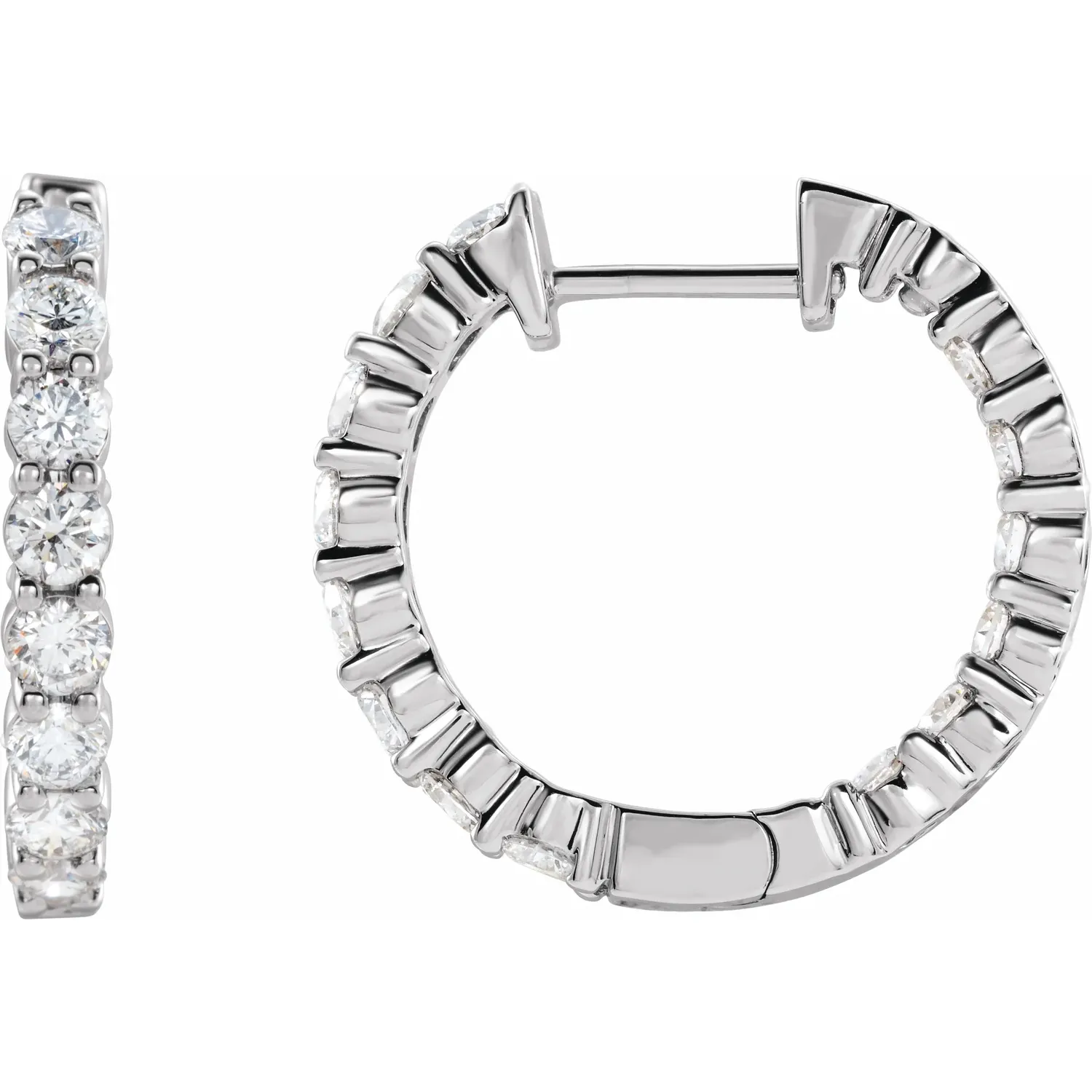 White Gold Perfect Gift Diamond Huggie Hoops