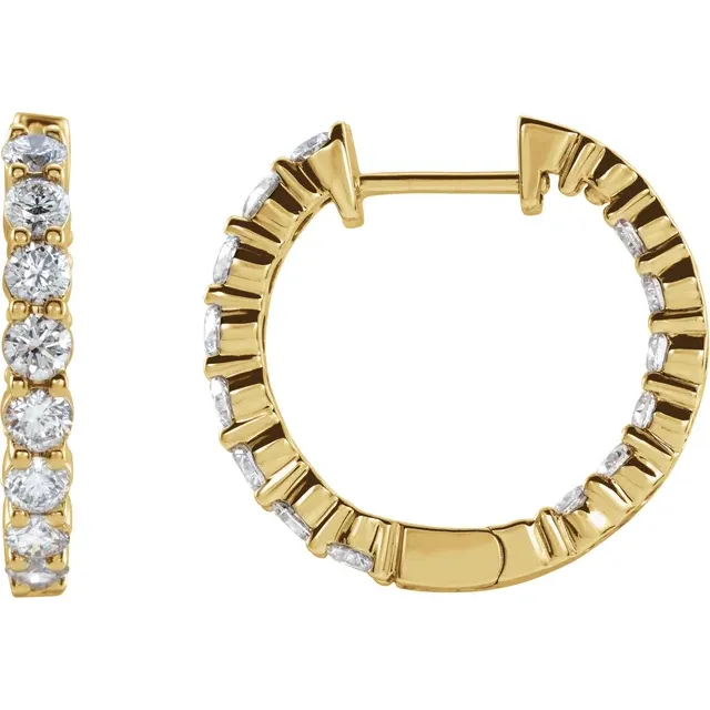 Yellow Gold Inside-Out Mined Diamond Hoops