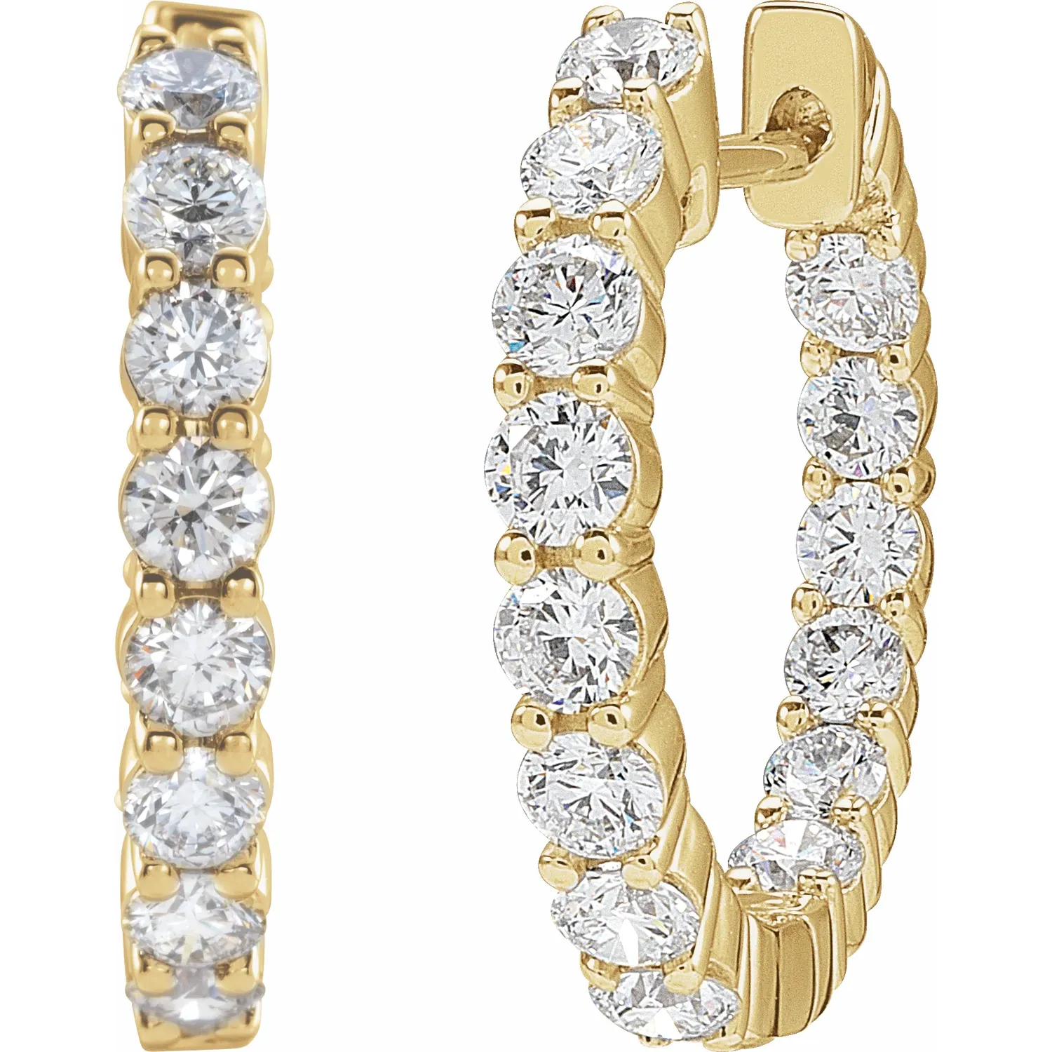 Yellow Gold Inside-Out Mined Diamond Hoops jewelry store near me
