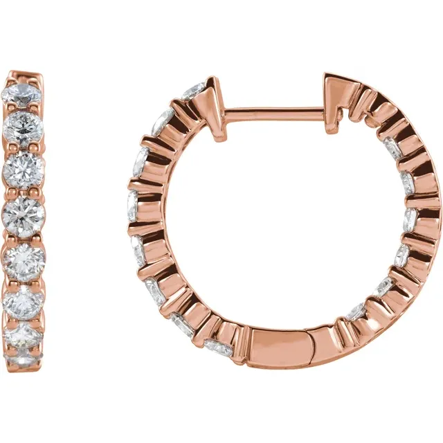 Rose Gold Inside-Out Mined Diamond Hoops