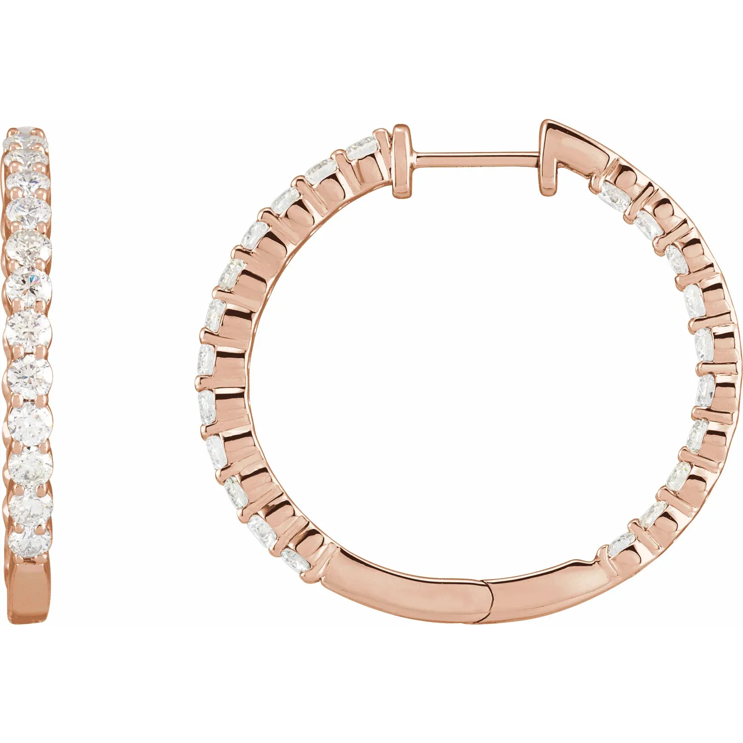 Rose Gold Inside-Out Lab Grown Diamond Hoops