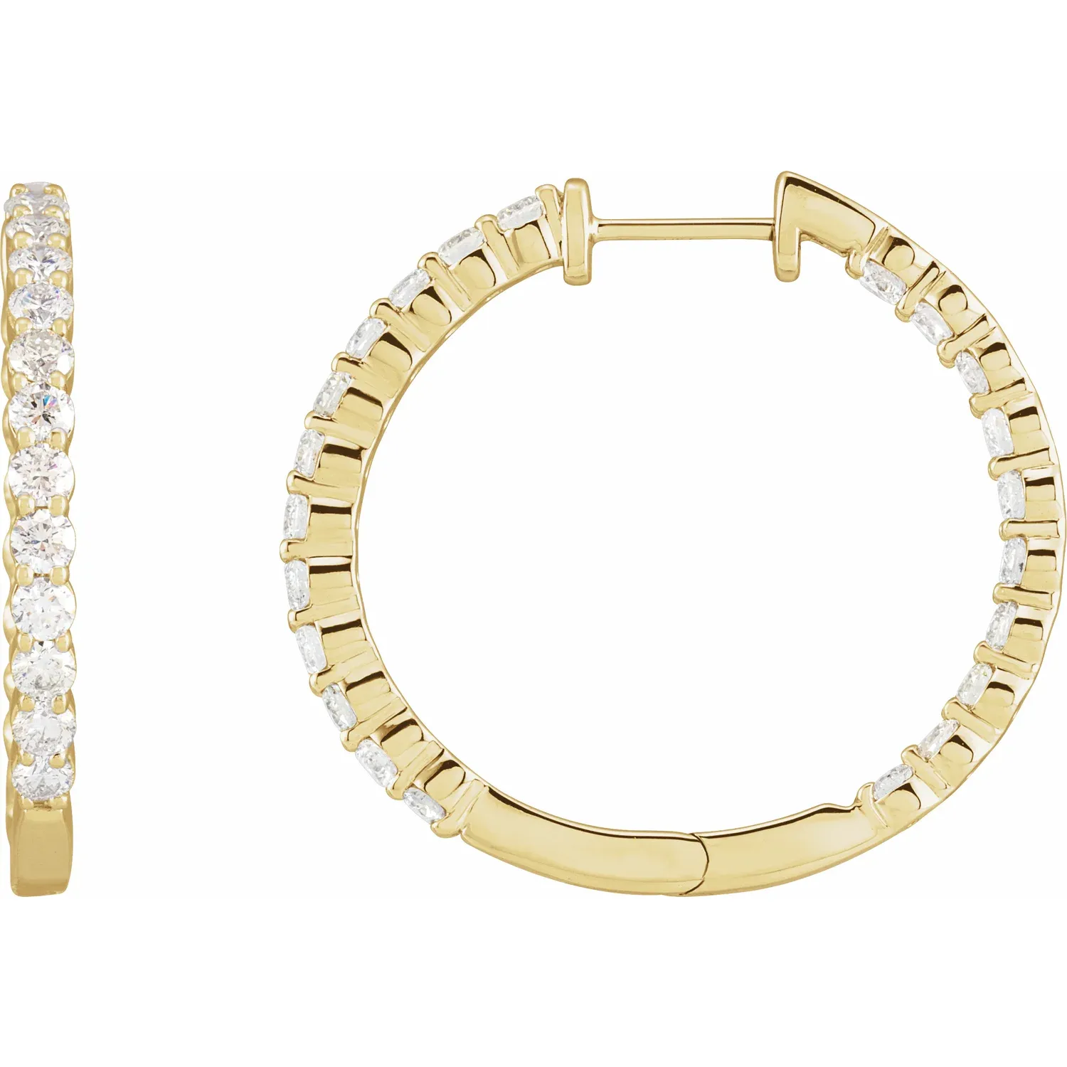 Yellow Gold Inside-Out Mined Diamond Hoops