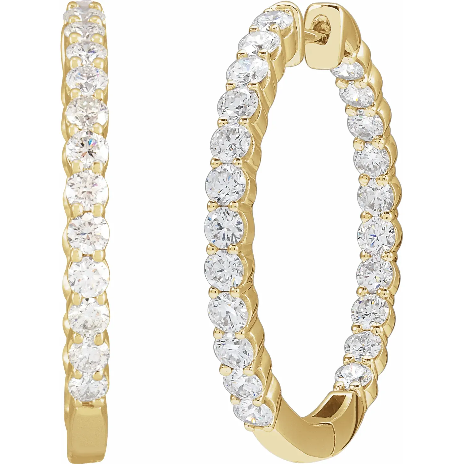 Yellow Gold Inside-Out Mined Diamond Hoops jewelry store near me