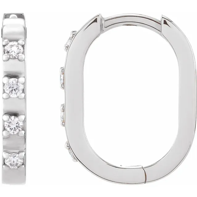 White Gold Accented Gold U Diamond Hoop Earrings