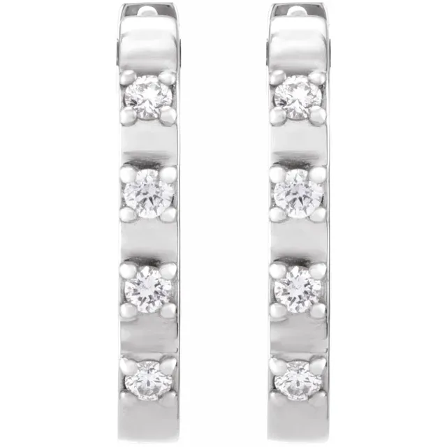 White Gold Accented Gold U Diamond Hoop Earrings jewelry store near me
