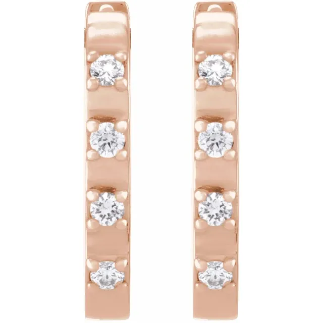 Rose Gold Accented Gold U Diamond Hoop Earrings jewelry store near me