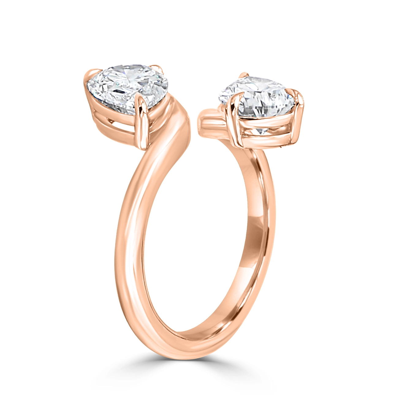 Rose Gold Pearsia Toi Et Moi Bypass Solitaire Engagement Ring jewelry store near me