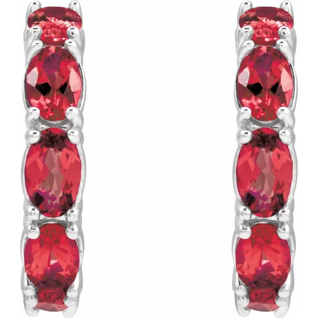 White Gold Ruby Oval Hoop Earrings jewelry store near me