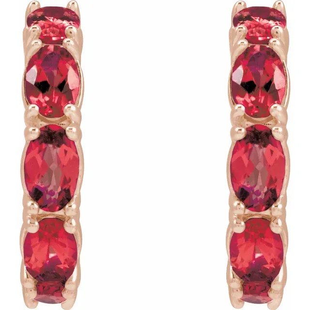 Rose Gold Ruby Oval Hoop Earrings jewelry store near me