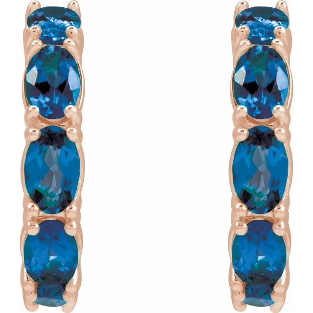 Rose Gold Sapphire Oval Hoop Earrings jewelry store near me