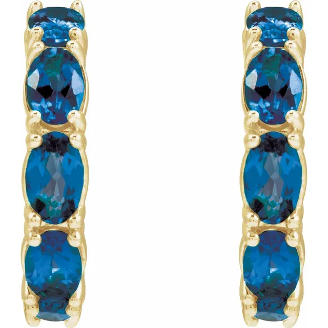 Yellow Gold Sapphire Oval Hoop Earrings jewelry store near me